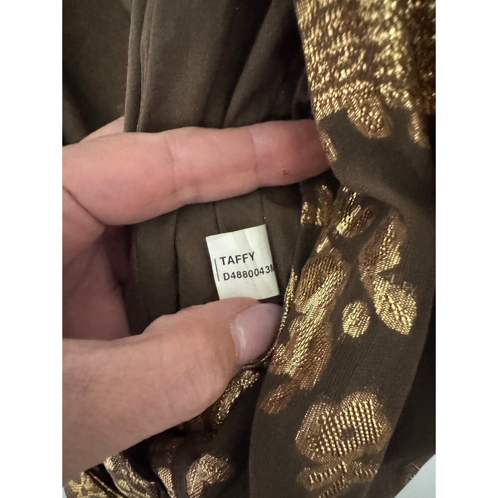 Diane von Furstenberg Brown and Gold Metallic Wrap Dress - Picture 6 of 13